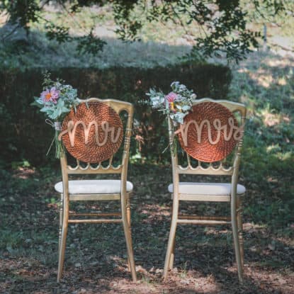 Decoración para las sillas de madera Mr & Mrs rústico